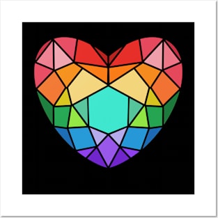 LGBTQ Pride Flag Gemstone Heart Design Posters and Art